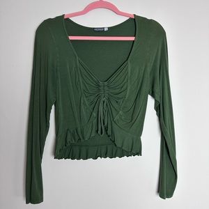 Earth Bound - Long Sleeve Crop Top - Green - Large